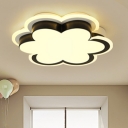 Black Flower LED Flush Mount Modern Design Metallic Lighting Fixture for Nursing Room Bedroom