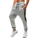 Guys Stylish Camo Patched Side Drawstring Waist Cotton Casual Sport Sweatpants