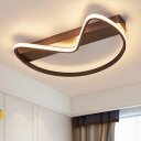 Acrylic LED Ceiling Fixture with Linear Canopy Minimalist Coffee/White Flush Mount for Living Room