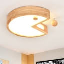 Acrylic Shade Cartoon Lighting Fixture Nursing Room Baby Kids Room Surface Mount LED Light in Wood