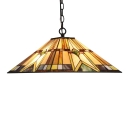 Geometric Suspension Light Tiffany Style Mission Stained Glass 1 Light Drop Light in Multi Color