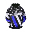 Hip Hop Style Fashion 3D Flag Pattern Sport Casual Black Hoodie