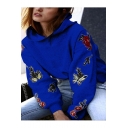 New Fashion Butterfly Floral Print Long Sleeve Hoodie