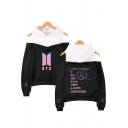 New Album LOVE YOURSELF Sexy Cold Shoulder Long Sleeve Hoodie