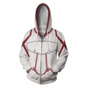 Trendy 3D Colorblocked Long Sleeve Cosplay Costume Zip Up Hoodie