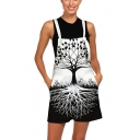 Cool 3D Tree Floral Printed Womens Loose Casual Overalls Rompers