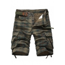 Summer Classic Fashion Plaid Print Men's Casual Cool Military Cargo Shorts