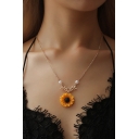 Fashion Sunflower Pearl Disposition Necklace