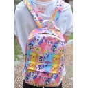 Lovely Cartoon Horse Printed Students Canvas Pink School Bag Backpack 39*30*12cm