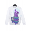 Fashion 3D Comic Character Print Long Sleeve Round Neck Pullover Sweatshirt