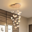 Acrylic Sweet Heart Hanging Lamp Nursing Room Multi Light Hanging Light Fixture with White Canopy
