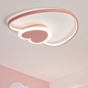 Adorable Loving Heart Flush Light Fixture Blue/Pink LED Ceiling Fixture with Acrylic Shade for Baby Kids Room