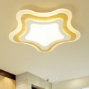 Multi Tiers Star Flush Mount Lighting Nordic Style Children Room Wooden Surface Mount LED Light