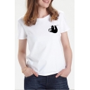 ute Cartoon Sloth Printed Basic Short Sleeve Summer Cotton T-Shirt