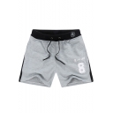 Men's Summer Simple Number 8 Print Drawstring-Waist Beach Cotton Sweat Shorts