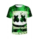 3D Funny Smile Face Figure Printed Short Sleeve Unisex T-Shirt