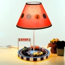 Transportation 1 Head Desk Light Vintage Style Fabric Shade Standing Table Lamp for Boys Room