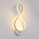 Black/White Twisted Wall Mount Light Simple Concise Metallic LED Wall Sconce for Hallway Sitting Room