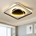 Ultra Thin LED Ceiling Light with Square and Ring Simplicity Metal Surface Mount Ceiling Light in Black White
