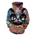 Creative Funny Glasses Cat 3D Printed Pullover Sport Loose Unisex Hoodie