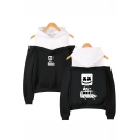 Marshmello Cartoon Car Smile Face Printed Sexy Cold Shoulder Long Sleeve Casual Hoodie