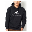 New Stylish Letter YOU ARE OFFLINE Dinosaur Pattern Long Sleeve Casual Hoodie