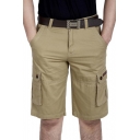 Summer Mens Casual Simple Plain Cotton Military Shorts Cargo Shorts