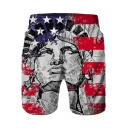 The Statue of Liberty Cool Flag Printed Summer Beach Swim Trunks