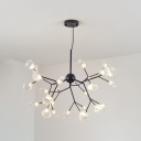 Metal and Clear Glass LED Heracleum Chandeliers in Black LED Warm White Light 27/36/45 Head Home Decoration LED Pendant Lights