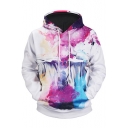 New Stylish Abstract Thinker Galaxy Print White Sport Loose Hoodie