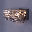 3/4 Lights Rectangular Wall Mount Light Fixture Modern Style Clear and Amber Crystal Bead Sconce Lighting