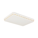 Rectangle LED Flush Mount Light with Clear Crystal Acrylic Modern Ceiling Lamp in White for Living Room