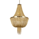 Metal Hanging Hanging Chandelier 8 Lights Contemporary Pendant Lighting in Gold