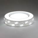 White Round LED Ceiling Fixture with Clear Crystal Decoration Modern Acrylic Flush Light for Living Room