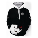 Hot Popular Game Black and White Bear Printed Long Sleeve Cosplay Pullover Hoodie