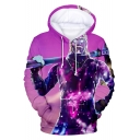 Popular Game Figure Printed Long Sleeve Unisex Purple Hoodie