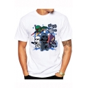 Star Wars Cartoon Comic Character Printed Round Neck Short Sleeve White T-Shirt