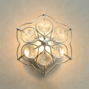 Petal Dining Room Wall Sconce Light Clear Crystal1 Light Modern Wall Lamp in Brass