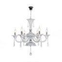 Modern Chrome Chandelier with Candle 6/8 Lights Clear Crystal Hanging Chandelier