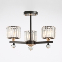Clear Crystal Cylinder Pendant Lamp 3/6/8 Lights Contemporary Chandelier Light for Dining Room