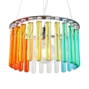 Kid Pendant Light with Drum Shade Colorful Crystal Single Light Drop Light with 71