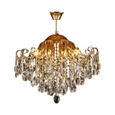Crystal Pendant Light 5/6/8 Lights Contemporary Hanging Light Fixture in Gold for Bedroom