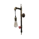 Kitchen Open Bulb Sconce Light Single Light Metal Antique Hanging Wall Sconce in Black