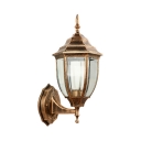 Lantern LED Wall Light Antique Style Clear Glass Waterproof Landscape Light in Black/Bronze for Yard Pathway