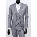 Mens Notched Lapel Single Breasted Long Sleeve Business Casual Wedding Three-Piece Suit for Groom
