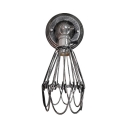Wire Frame Sconce Light Dining Room Single Light Antique Wall Lamp in Silver/Rust
