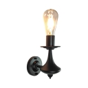 Vintage Open Bulb Wall Light Metal 1/2 Lights Single Light Black Wall Sconce for Hallway