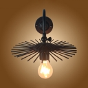 Round Kitchen Restaurant Wall Sconce Metal Single Light Antique Sconce Light in Black