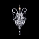 Antique Style Wall Mounted Lighting Glass Sconce Light in Chrome with Clear Crystal Decoration