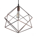 Single Light Geometric Pendant Light Antique Length Adjustable Metal Ceiling Light for Kitchen in Silver/Rust